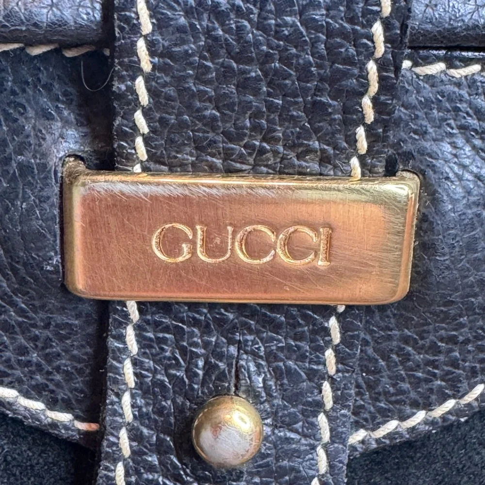 Gucci Vintage Rare Suede and Leather Backpack with COA